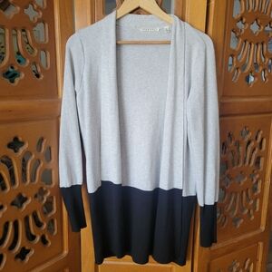 Cyrus Colorblock Cardigan - Light Gray and Black, Size Medium